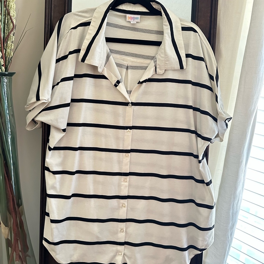 Lularoe Striped Button-Up Shirt